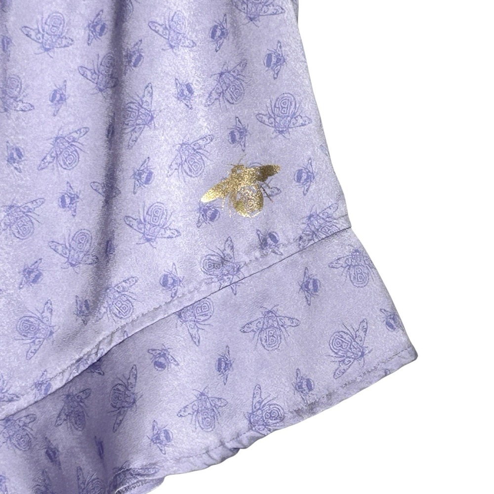 Bridgerton Satin Coquette Ruffle Pajama Sleep Shorts Medium Bee Romantic Purple - Picture 3 of 8